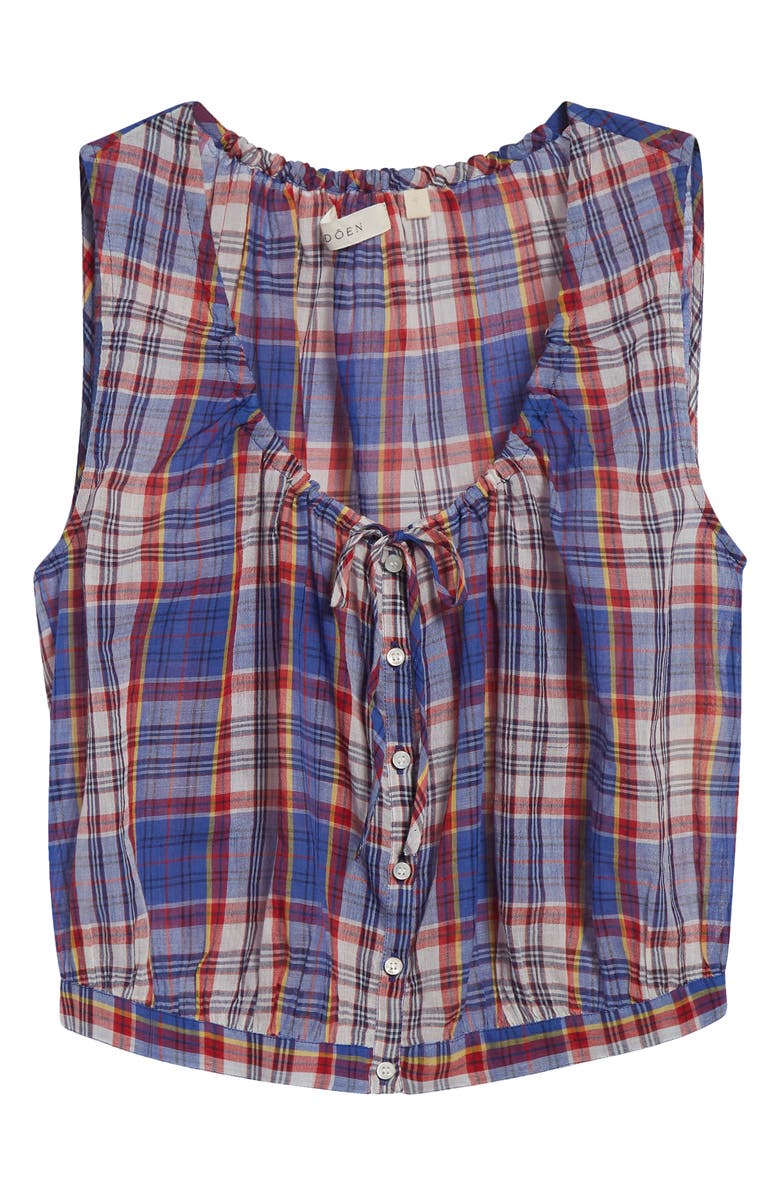 DÔEN Theo Plaid Cotton Voile Top, Alternate, color, Cote D'azure Plaid