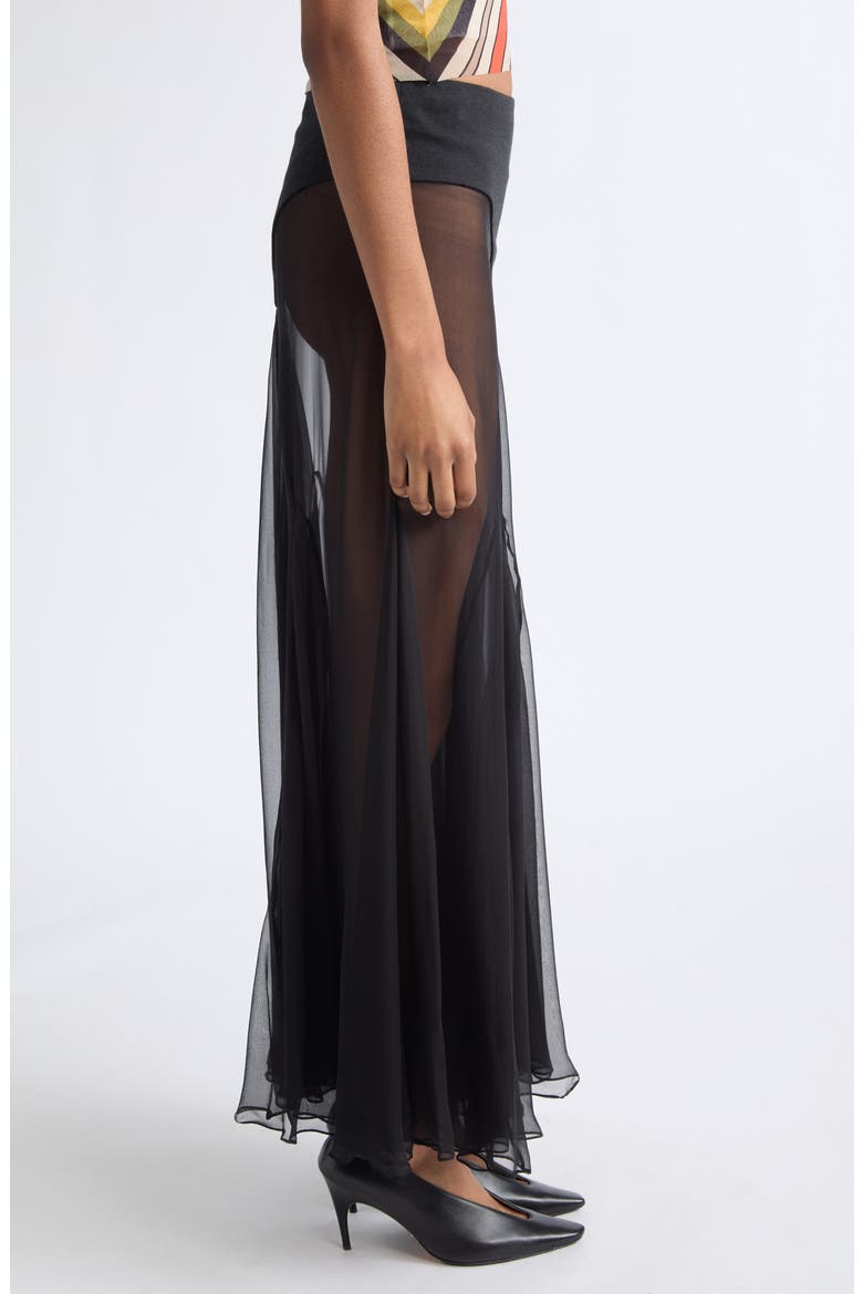 Mixed Media Maxi Skirt, Alternate, color, BLACK
