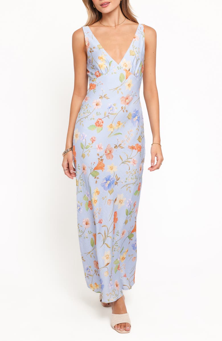 Petal & Pup Lunaria Floral Print Sleeveless Dress, Main, color, Blue Floral