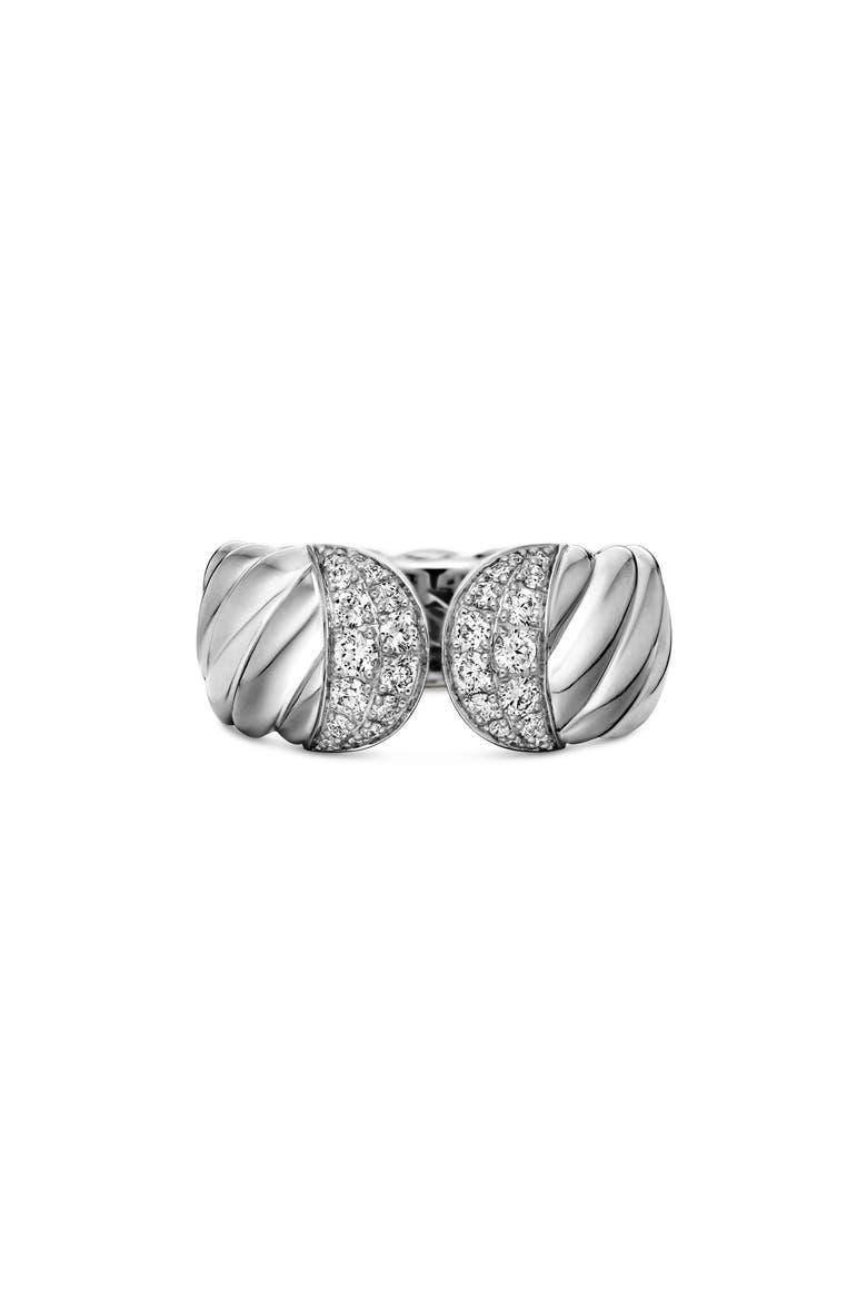 Sculpted Cable Ring with Pavé Diamonds, Main, color, DIAMOND/ SILVER