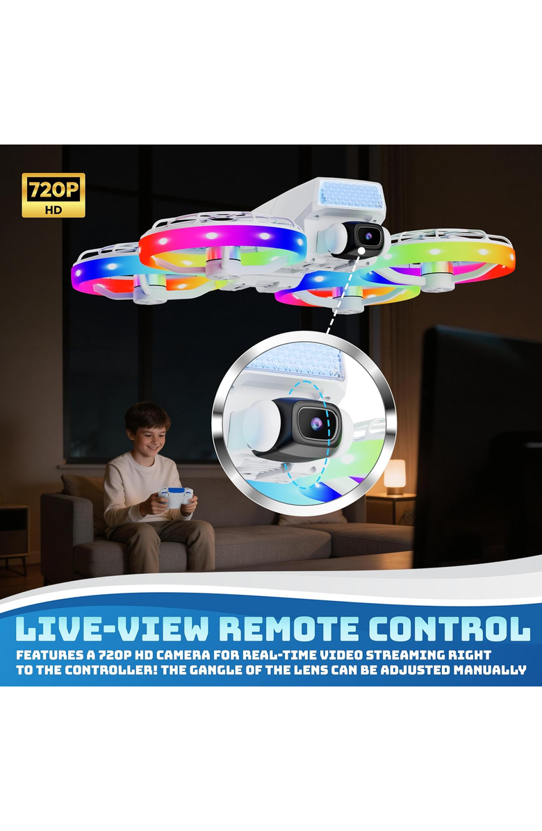 CONTIXO Foldable Drone with Screen Remote Control, Alternate, color, White
