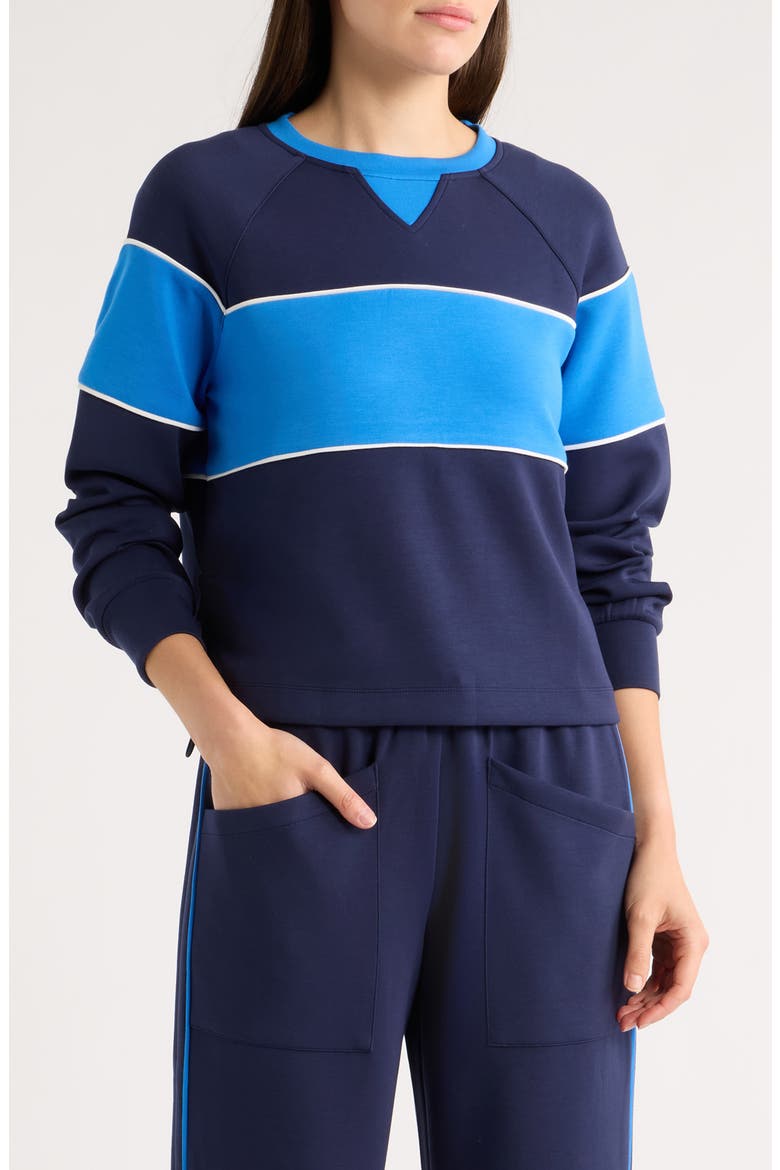 Colorblock Crewneck Sweatshirt, Main, color, EVENING BLUE/ PALACE BLUE