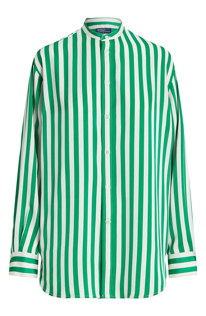 Polo Ralph Lauren Stripe Long Sleeve Silk Button-Up Shirt, Alternate, color, 