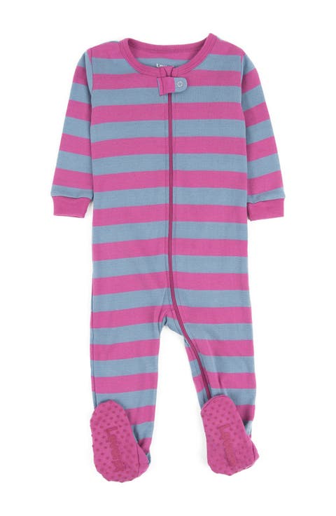 Kids Footed Striped Cotton Matching Family Pajamas