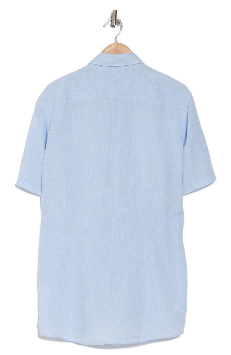 Eton Contemporary Fit Short Sleeve Linen Dress Shirt, Alternate, color, Blue