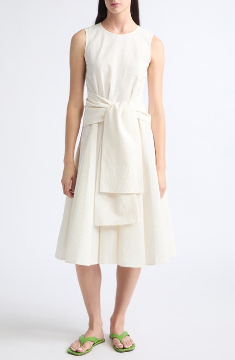 Cloque Cotton Seersucker Fit & Flare Dress