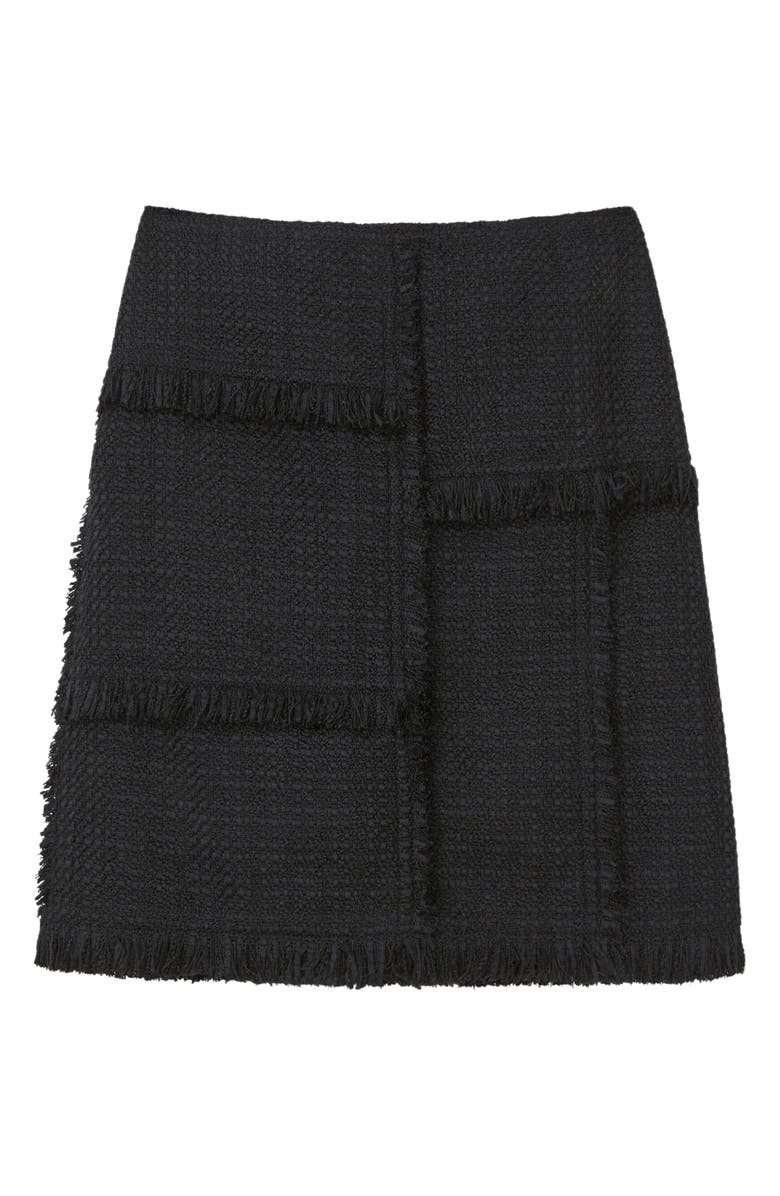 Lafayette 148 New York Hand Fringed Patchwork Bouclé Tweed Miniskirt, Alternate, color, 