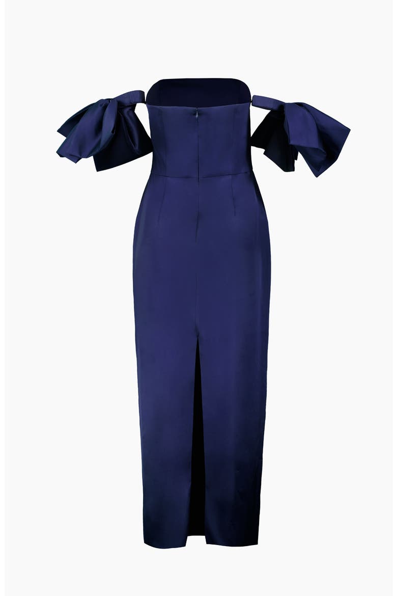 Strapless Column Gown with Detachable Bow Sleeves, Alternate, color, Navy Blue