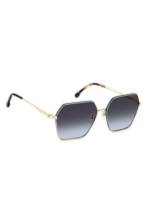 Carrera Eyewear 60mm Gradient Rectangular Sunglasses In Gold Teal/dark Grey