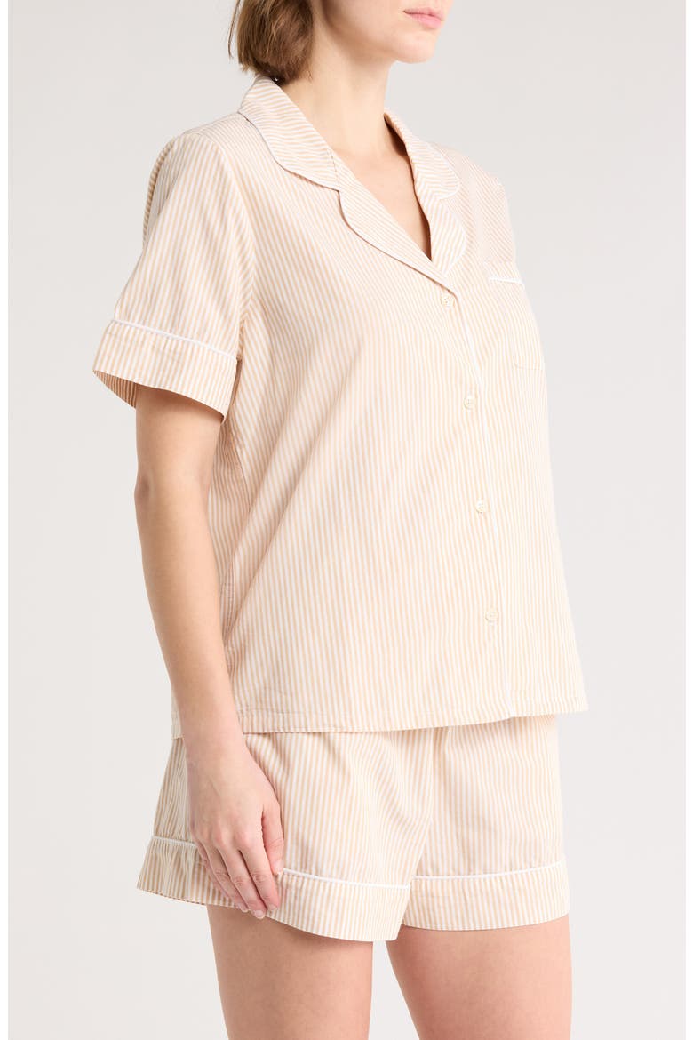 Classic Short Cotton Pajamas, Alternate, color, TAN SHORE SKINNY STRIPE