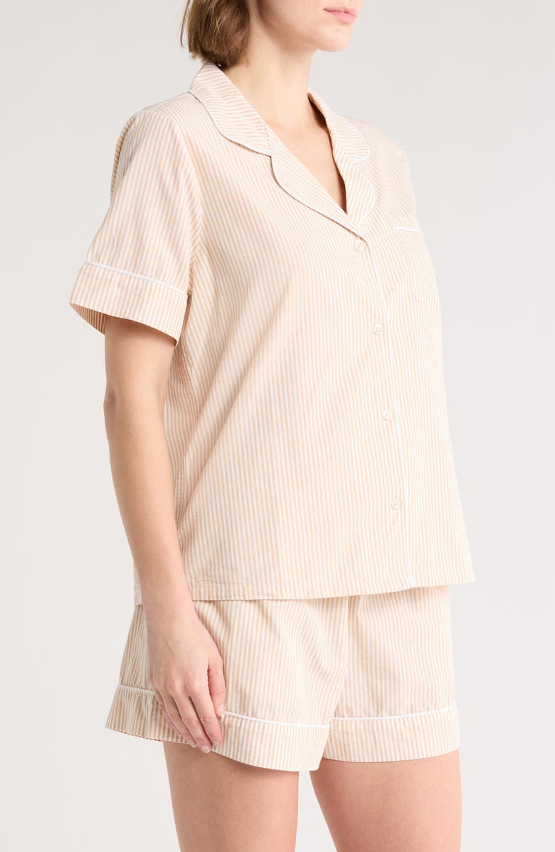 Nordstrom Classic Short Cotton Pajamas, Alternate, color, Tan Shore Skinny Stripe