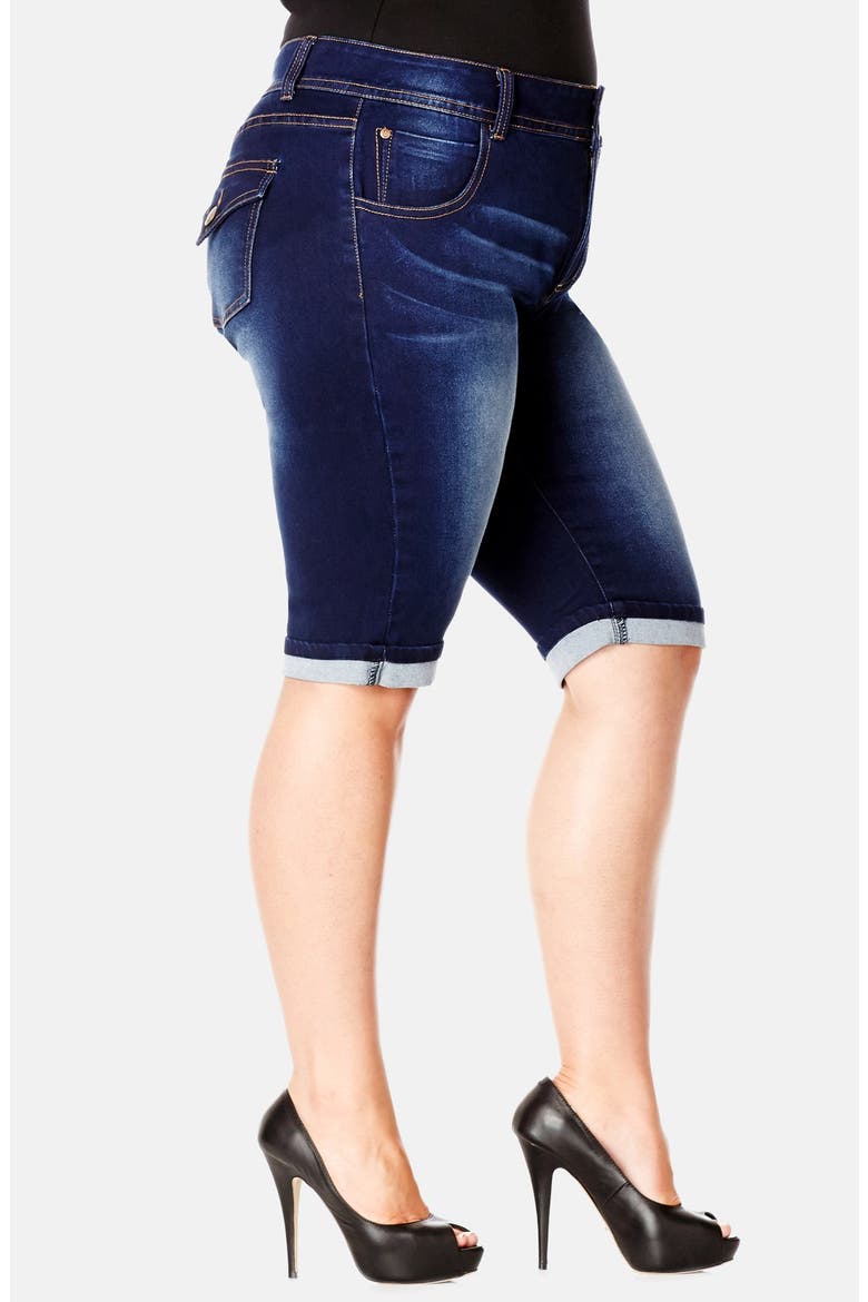 Denim Bermuda Shorts, Alternate, color, DARK DENIM