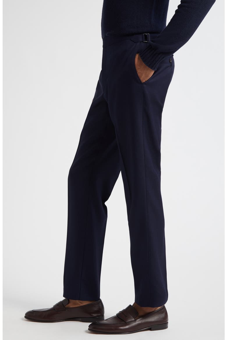 Flat Front Wool Hopsack Pants, Alternate, color, NAVY