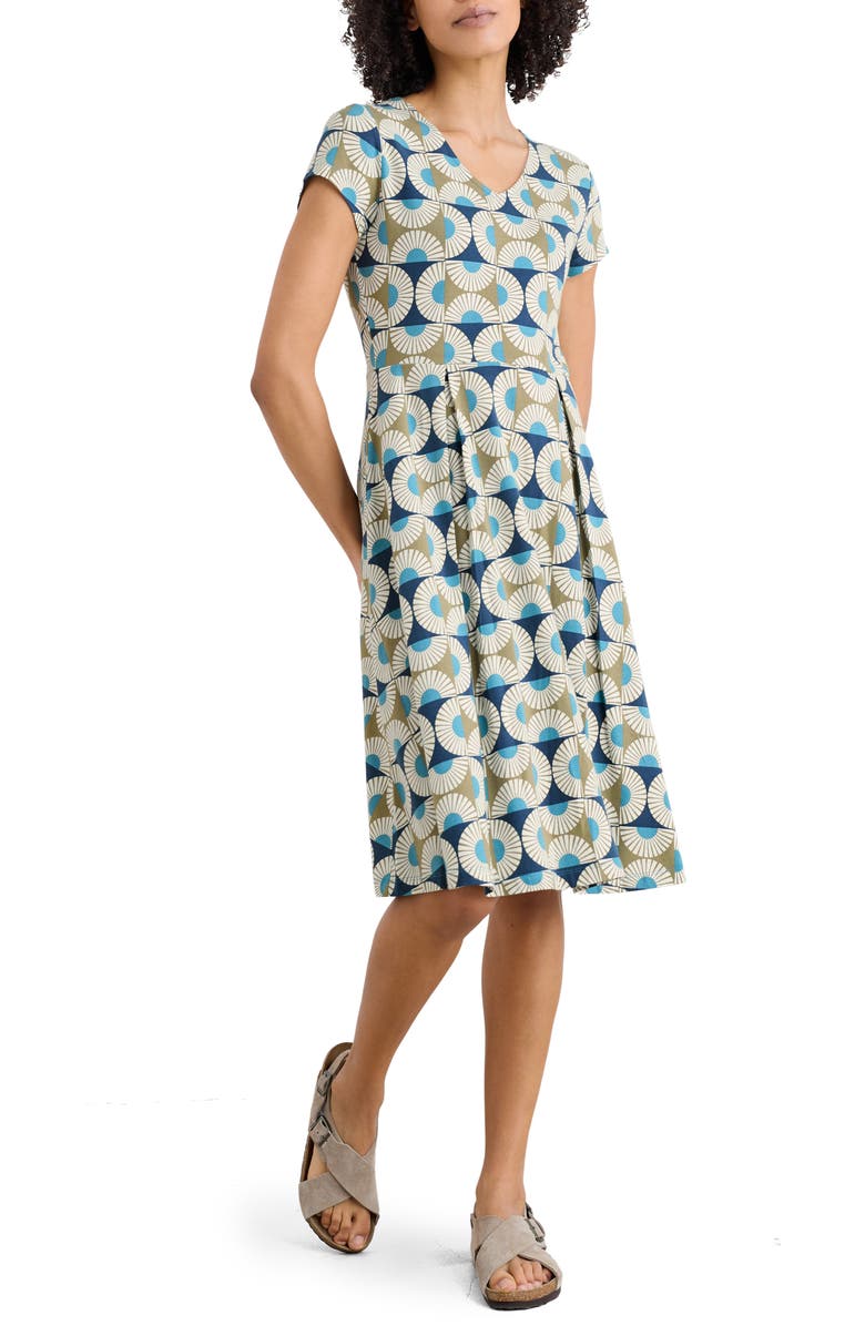 Seasalt Cornwall Pier View Jersey Fit & Flare Dress, Main, color, Sun Geo Poseidon