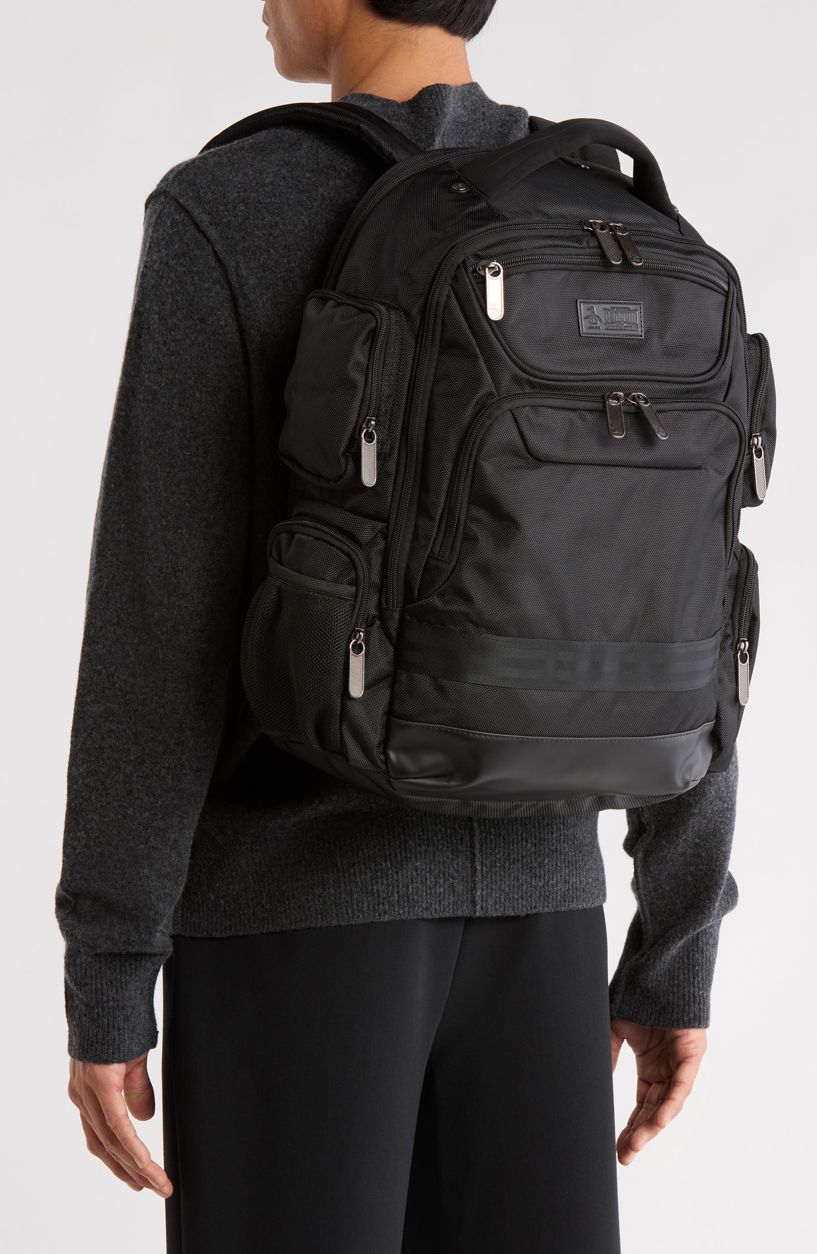 Original Penguin Luca Zip Pocket Backpack, Alternate, color, Black