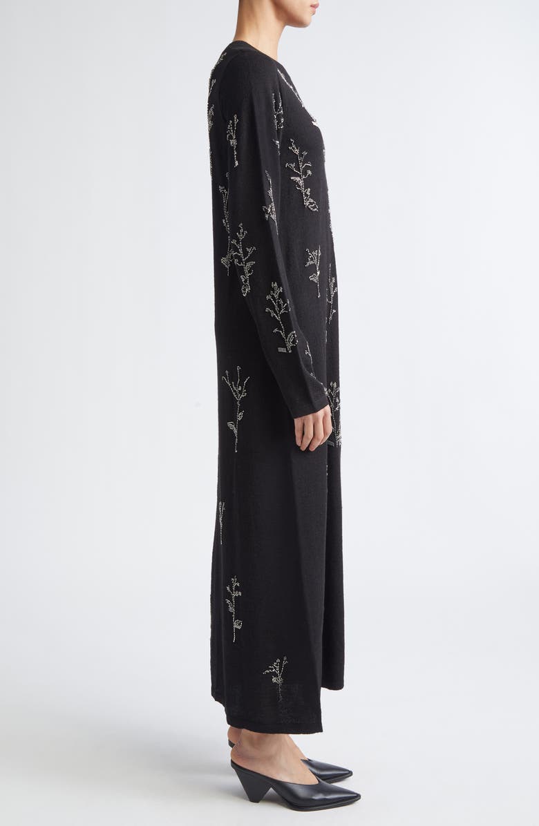 Altuzarra Bozka Beaded Long Sleeve Baby Llama & Mulberry Silk Dress, Alternate, color,