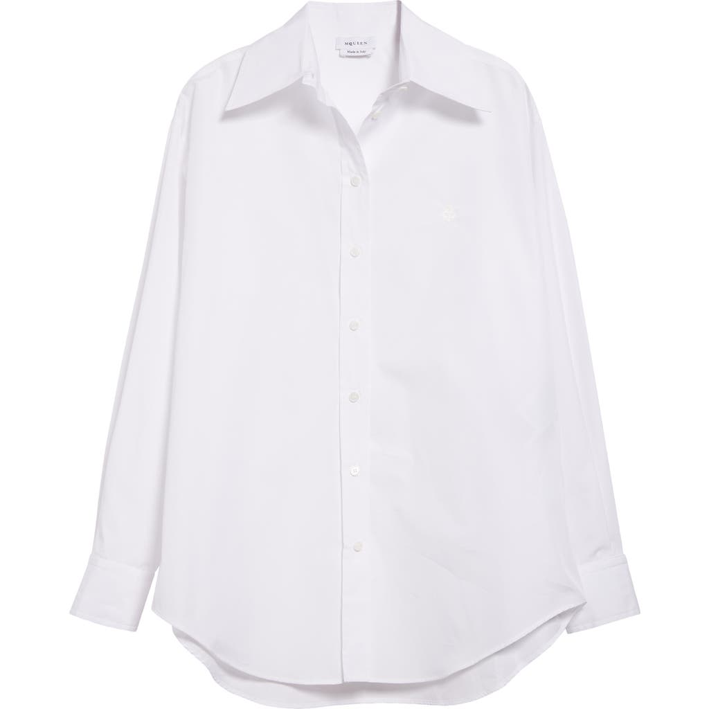 ALEXANDER MCQUEEN MCQUEEN SKULL EMBROIDERED COTTON POPLIN BUTTON-UP SHIRT