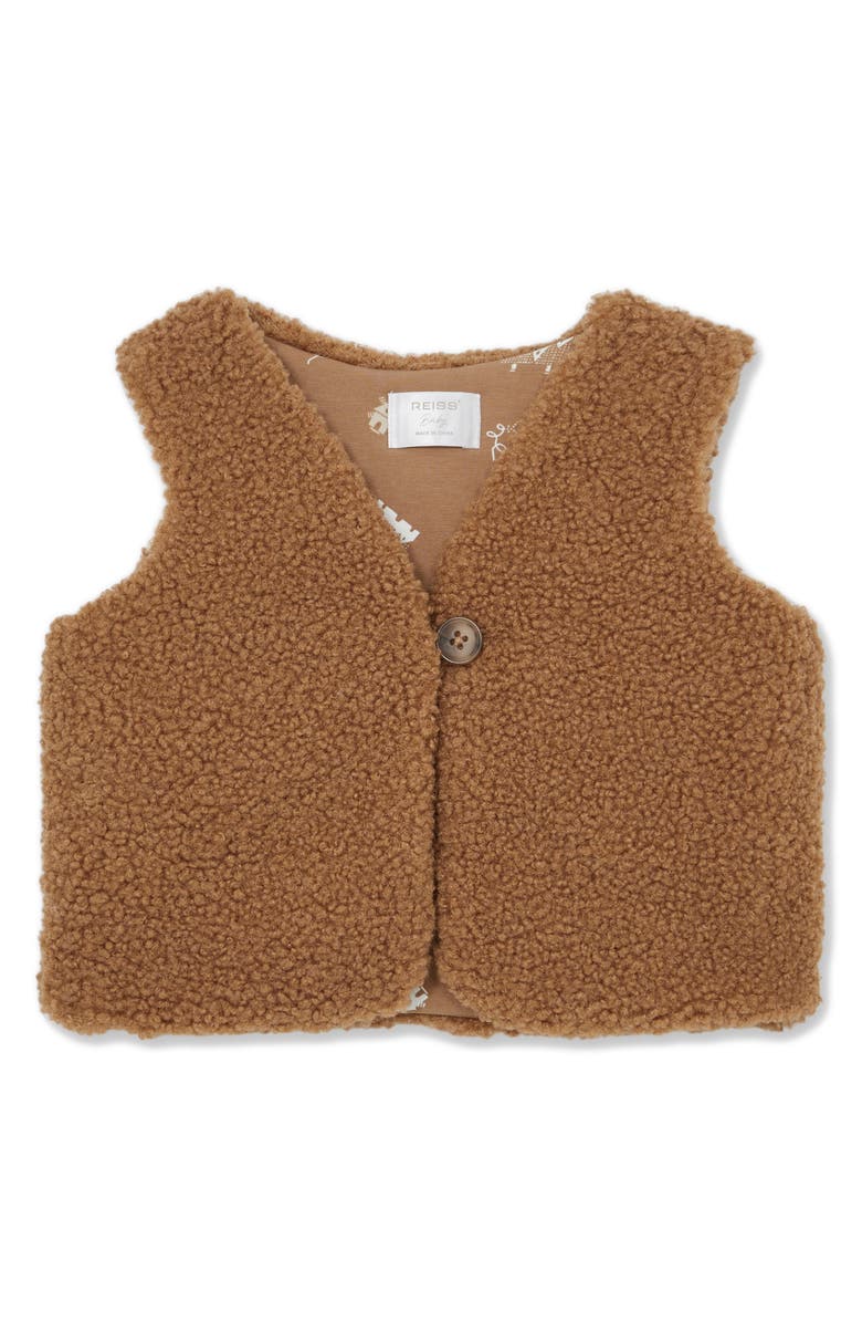 Reiss Shai Faux Shearling Vest, Main, color, Neutral