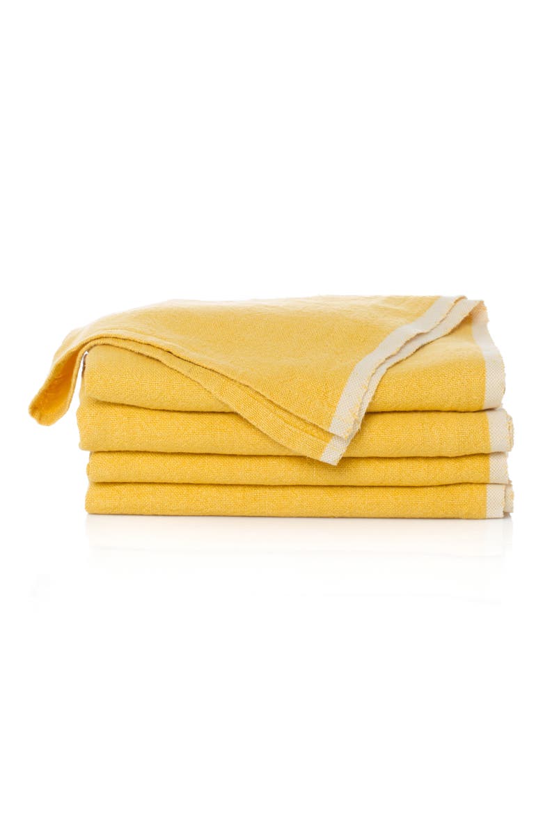 Set of 4 Chunky Linen Napkins, Main, color, MUSTARD