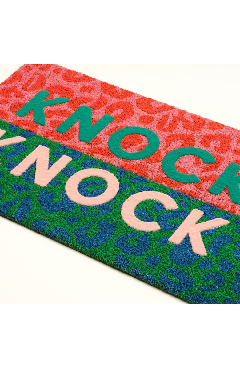 Zsa Zsa Zsu Kerala Knock Knock Coir Doormat 18" x 30", Alternate, color, Pink-Green