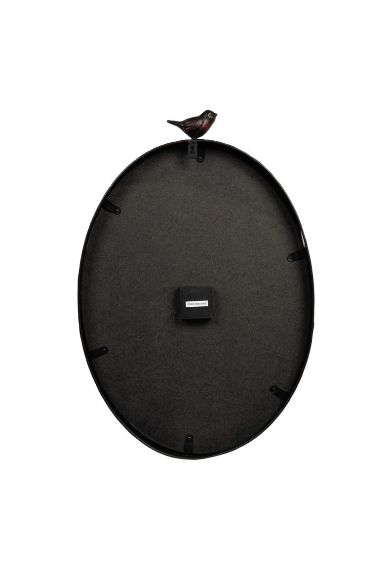 Oval Metal Wall Clock with Bird, Antique Bronze, Alternate, color, Bronze