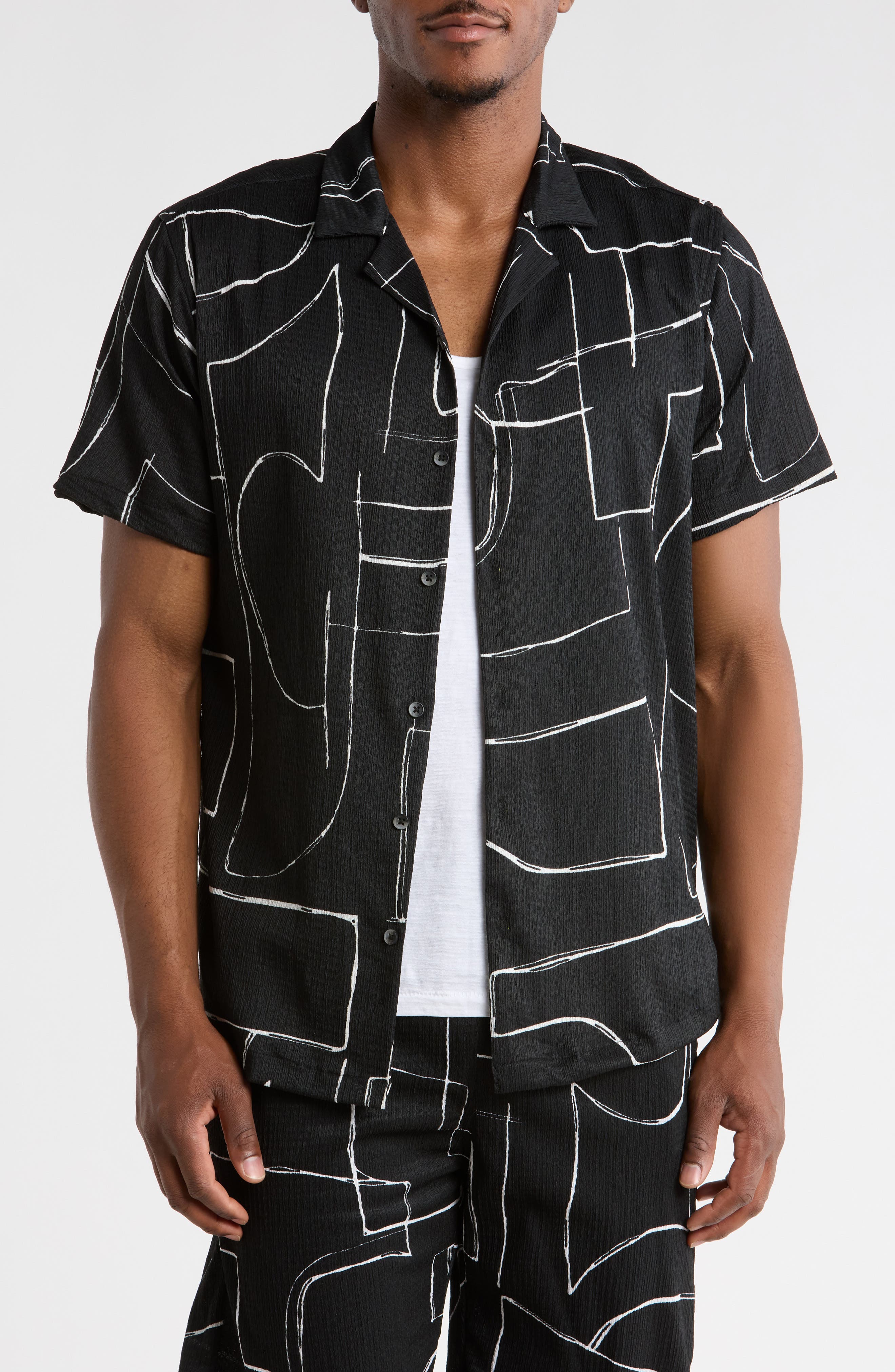 T.R. PREMIUM Relaxed Fit Abstract Print Camp Shirt