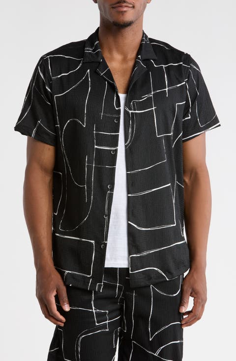 Relaxed Fit Abstract Print Camp Shirt