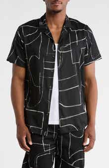 Relaxed Fit Abstract Print Camp Shirt