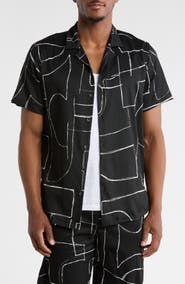 T.R. PREMIUM Relaxed Fit Abstract Print Camp Shirt