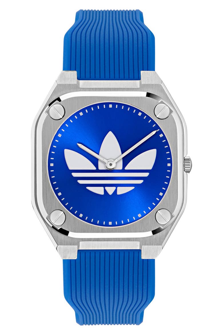 City Tech Blue Thin Silicone Strap Watch, 39mm, Main, color, BLUE