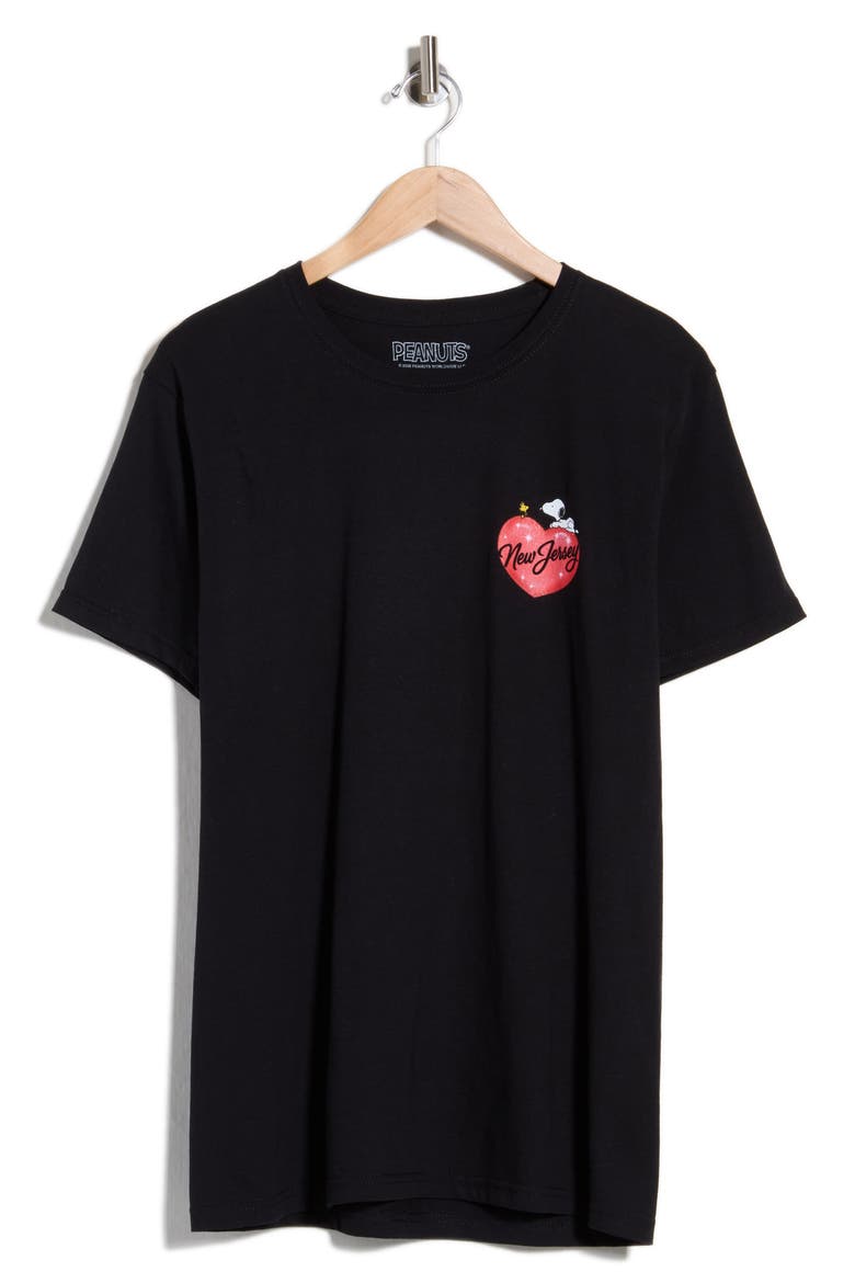 Peanuts® New Jersey Graphic T-Shirt, Main, color, BLACK