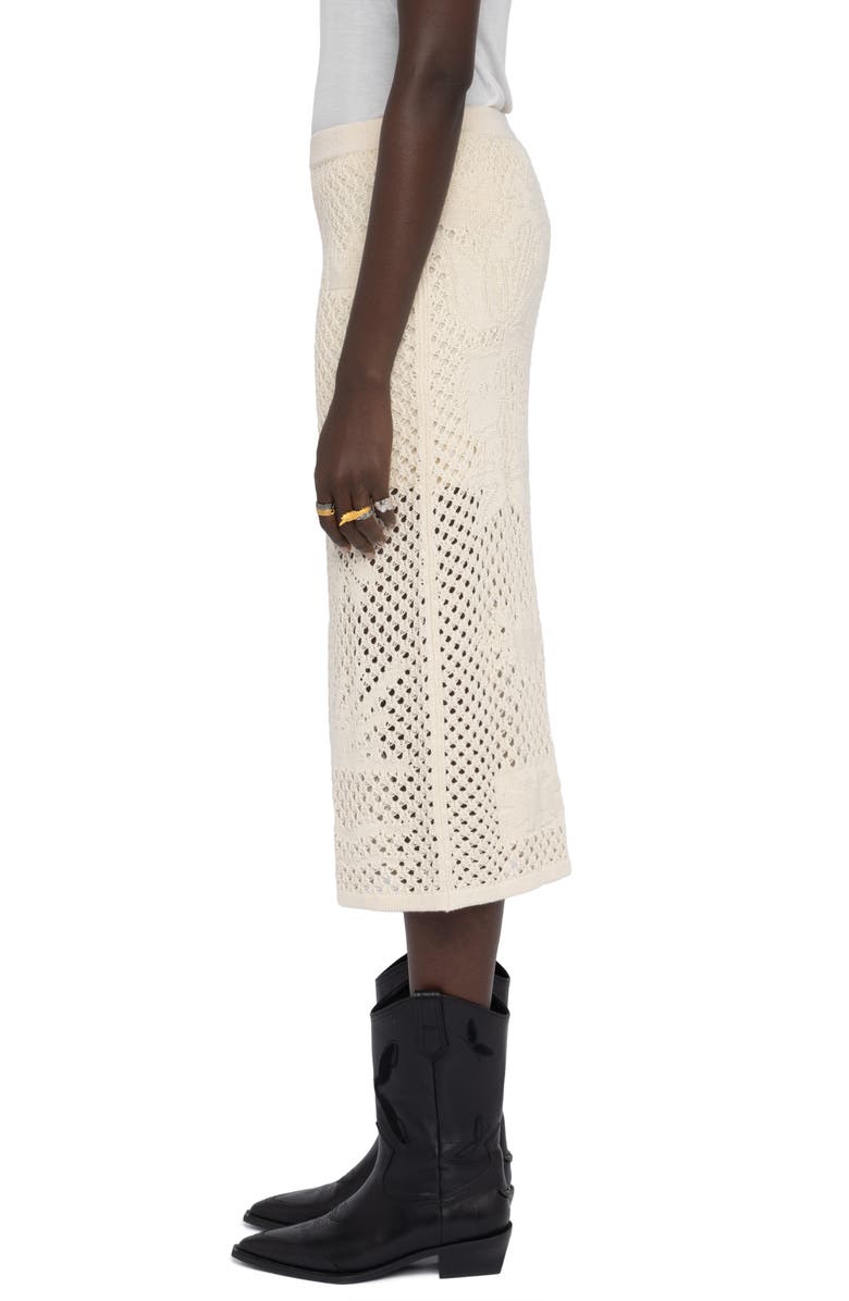 Zadig & Voltaire Soly Colin Linen & Cotton Jacquard Mesh Sweater Skirt, Alternate, color, Ecru