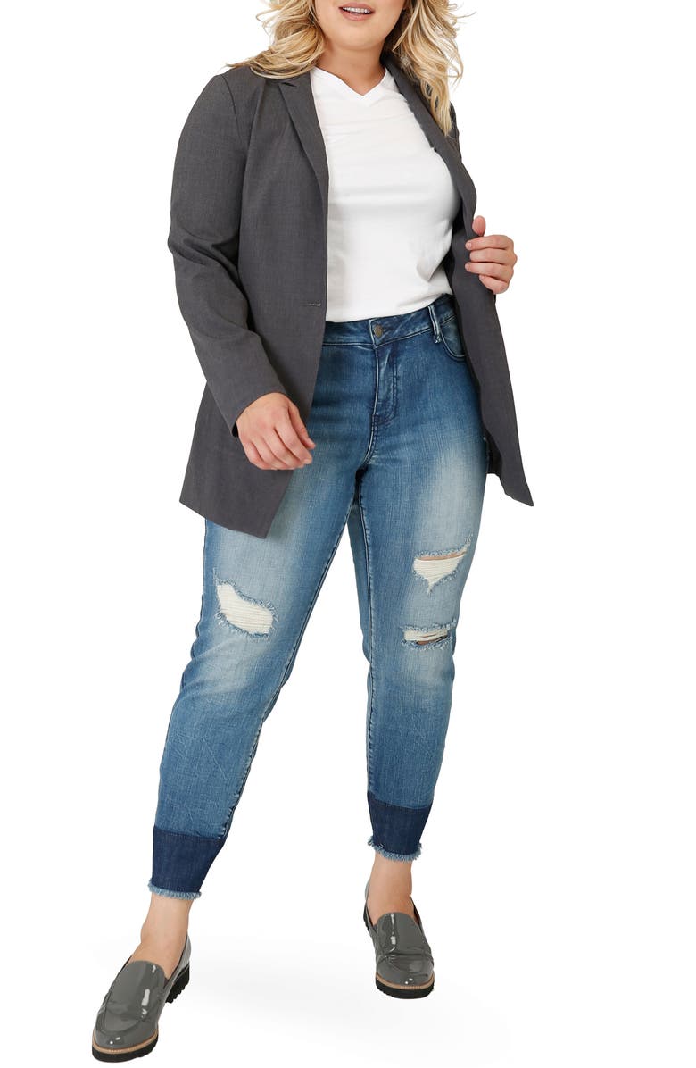 Standards & Practices Virginia Distressed Contrast Raw Hem Skinny Jeans, Alternate, color, 