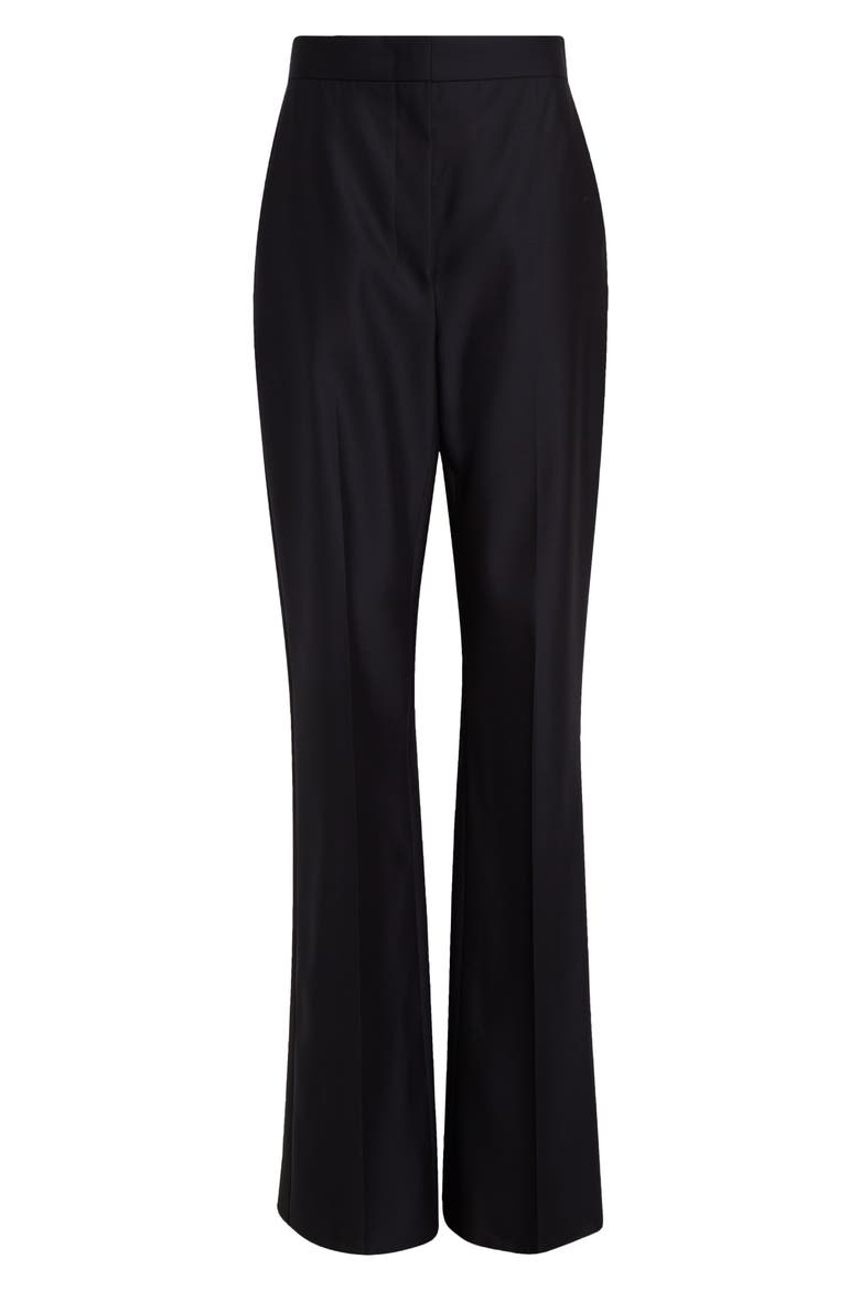 Delfino Long Virgin Wool & Silk Flare Leg Trousers, Alternate, color, MIDNIGHT BLUE