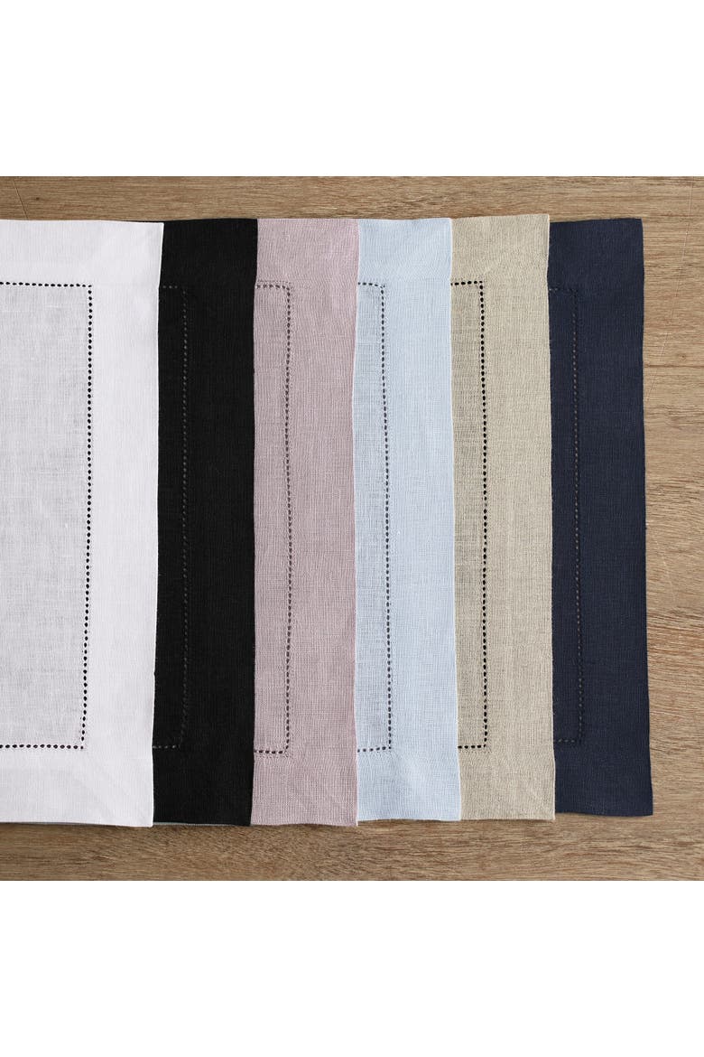 Linen Placemats Set of 6, 14 x 19 Inch - Classic Hemstitch, Alternate, color, Natural