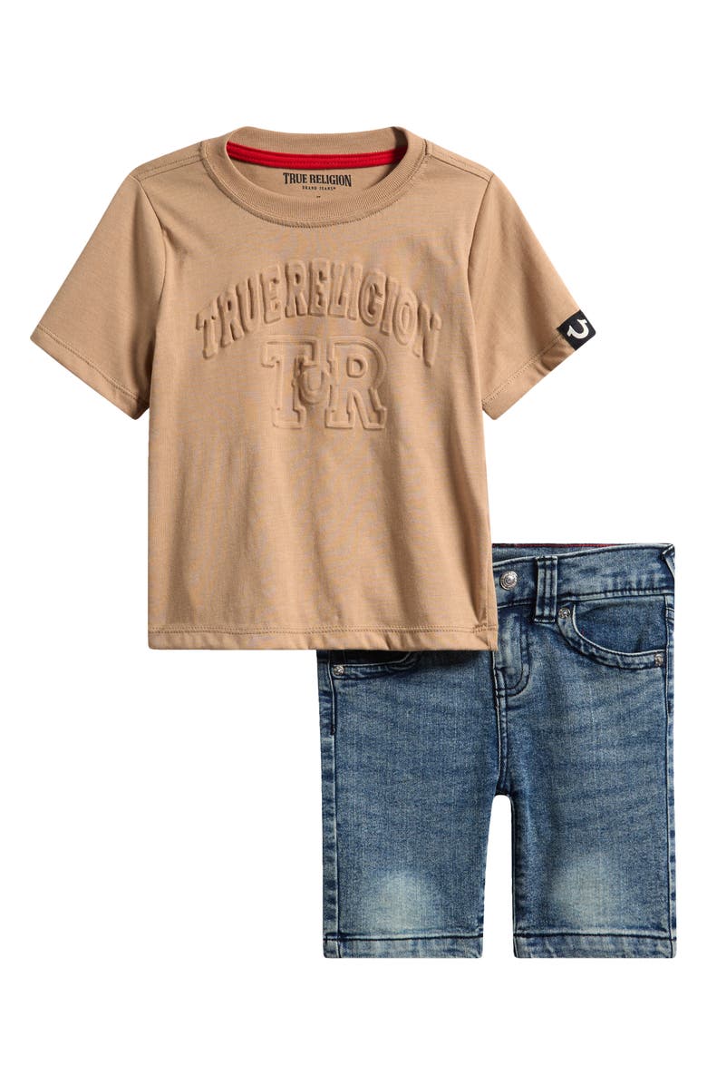 True Religion Kids' Embossed T-Shirt & Shorts Set, Main, color, 