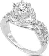 LuvMyJewelry Ondine 14K White Gold Round Cut Lab Grown Diamond Spiral Halo Engagement Ring - 2 Ct