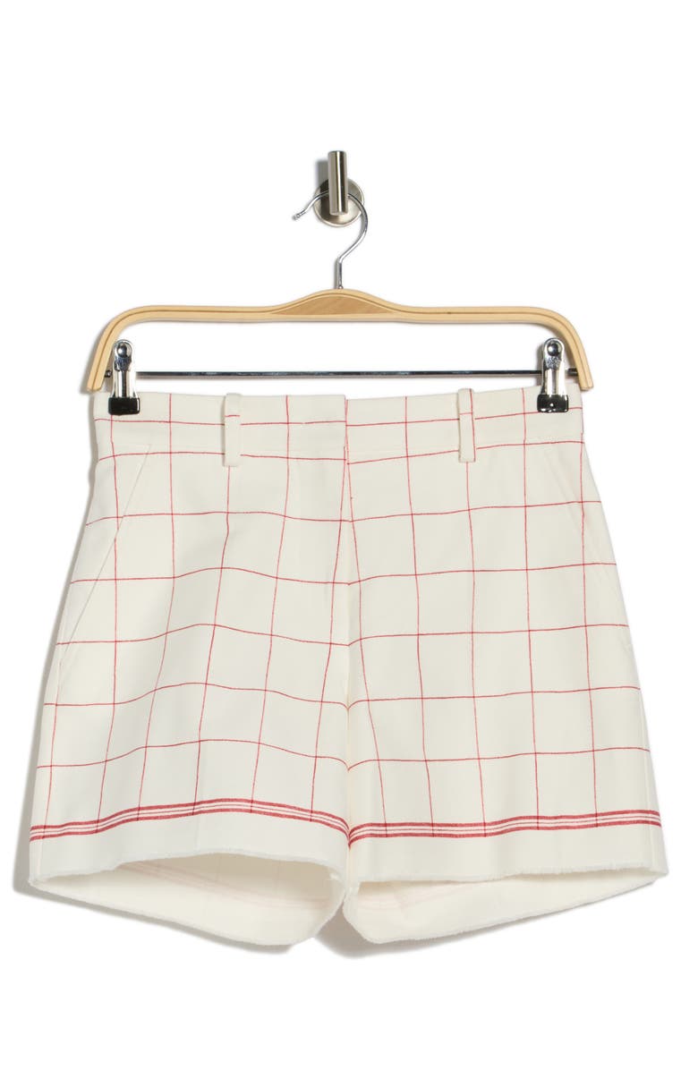 Longchamp Windowpane Print Cotton Shorts, Alternate, color, Red