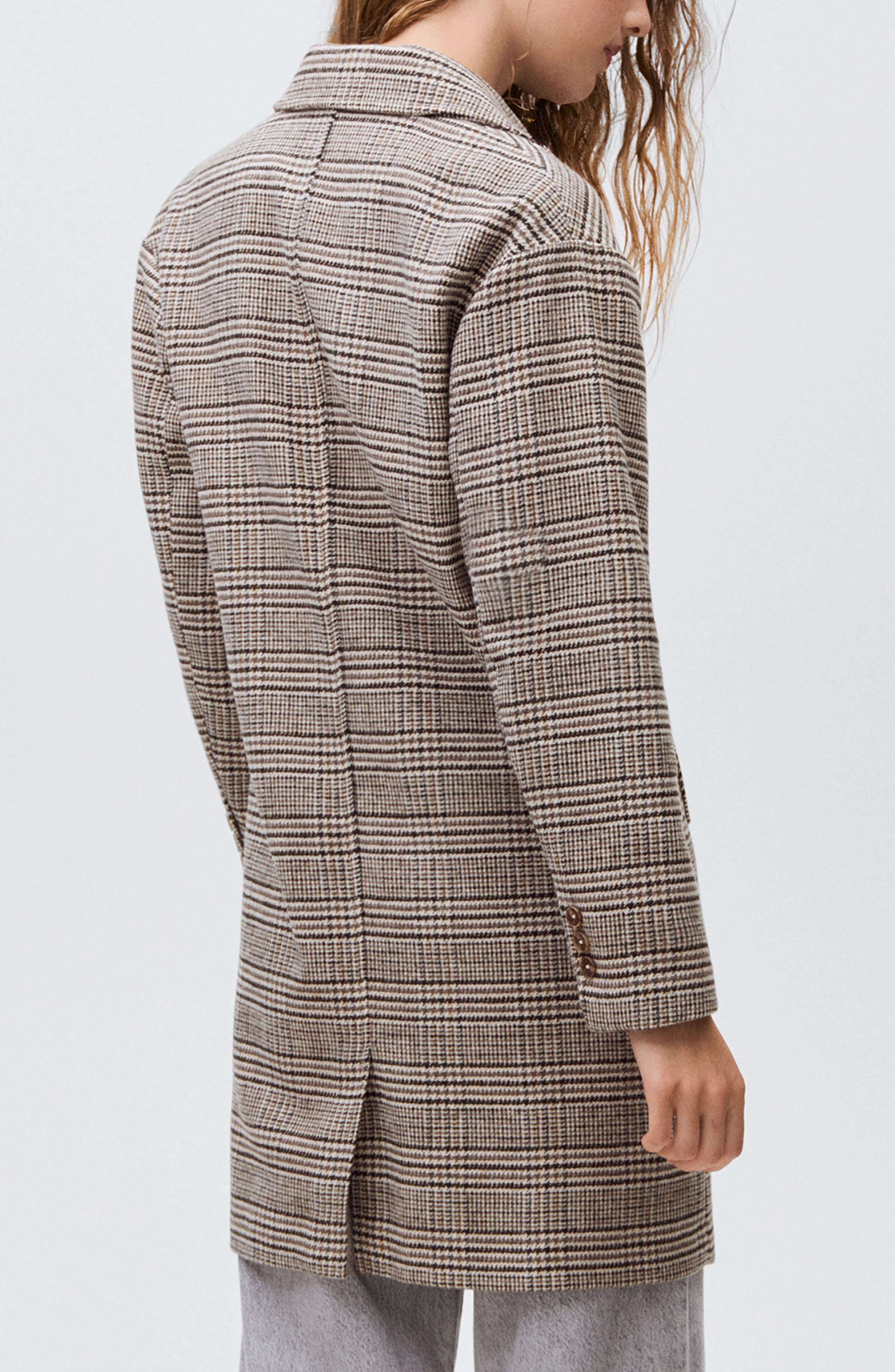 Check Longline Tweed Coat - image 2