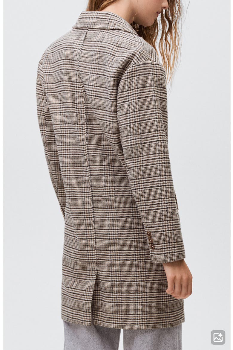 Check Longline Tweed Coat, Alternate, color, BEIGE
