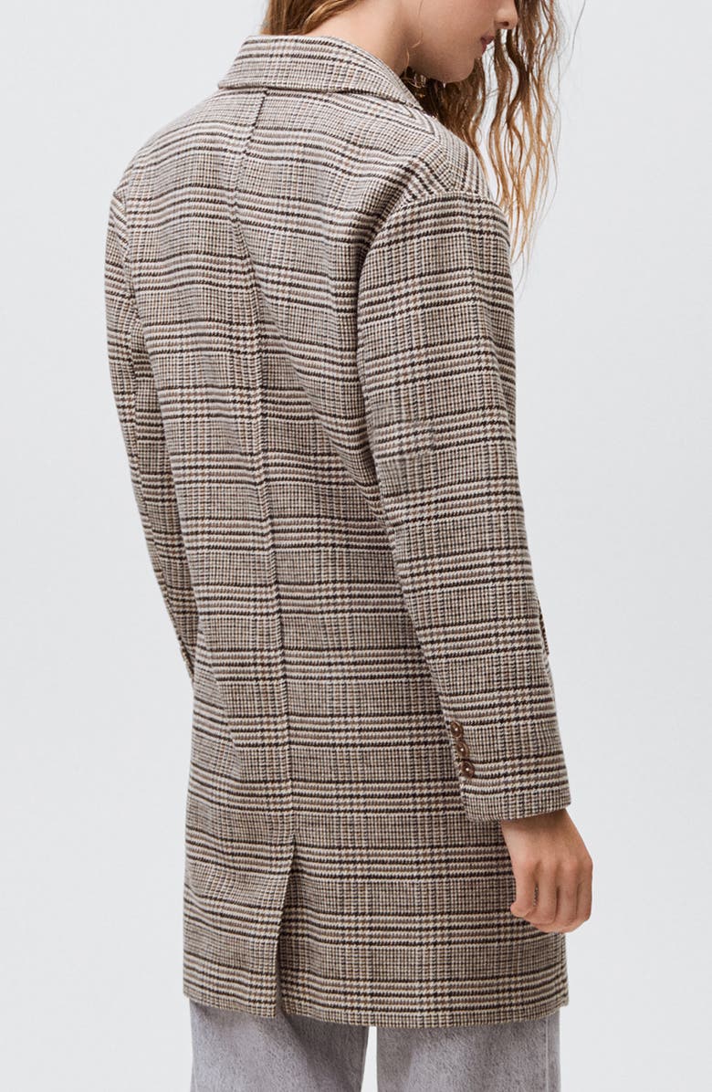MANGO TEEN Check Longline Tweed Coat, Alternate, color, Beige