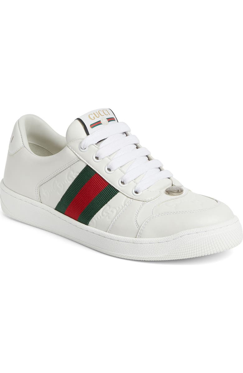 Gucci Screener Low Top Leather Sneaker, Main, color, Great White/ Vrv