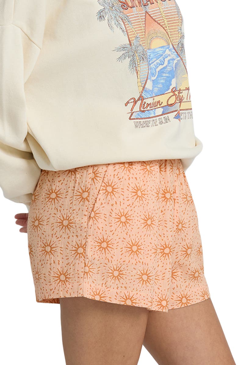 Billabong Sun Fade Print Shorts, Alternate, color, Light Peach