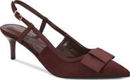 BERNESS June Bow Pointed Toe Slingback Kitten Heel Pump
