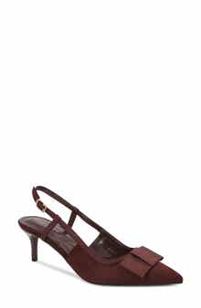 BERNESS June Bow Pointed Toe Slingback Kitten Heel Pump