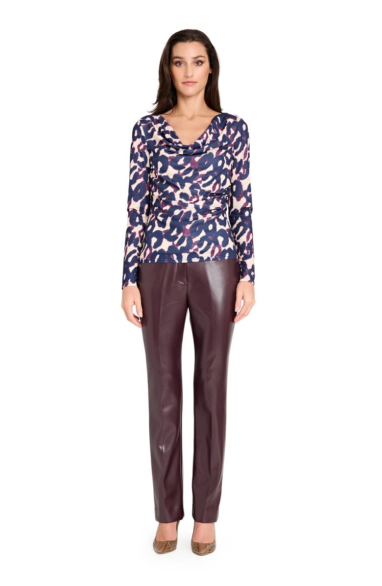 Tahari ASL Faux Leather Pants, Alternate, color, Plum