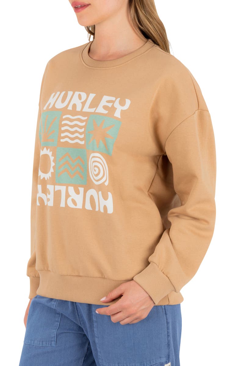 Hurley Logo Oversize Sweatshirt, Alternate, color, Tan