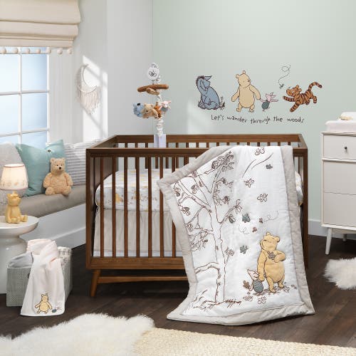 Lambs & Ivy Disney Baby Storytime Pooh 100% Cotton Fitted Crib Sheet In White