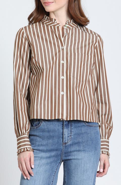 Ruffle Detail Cropped Shirt