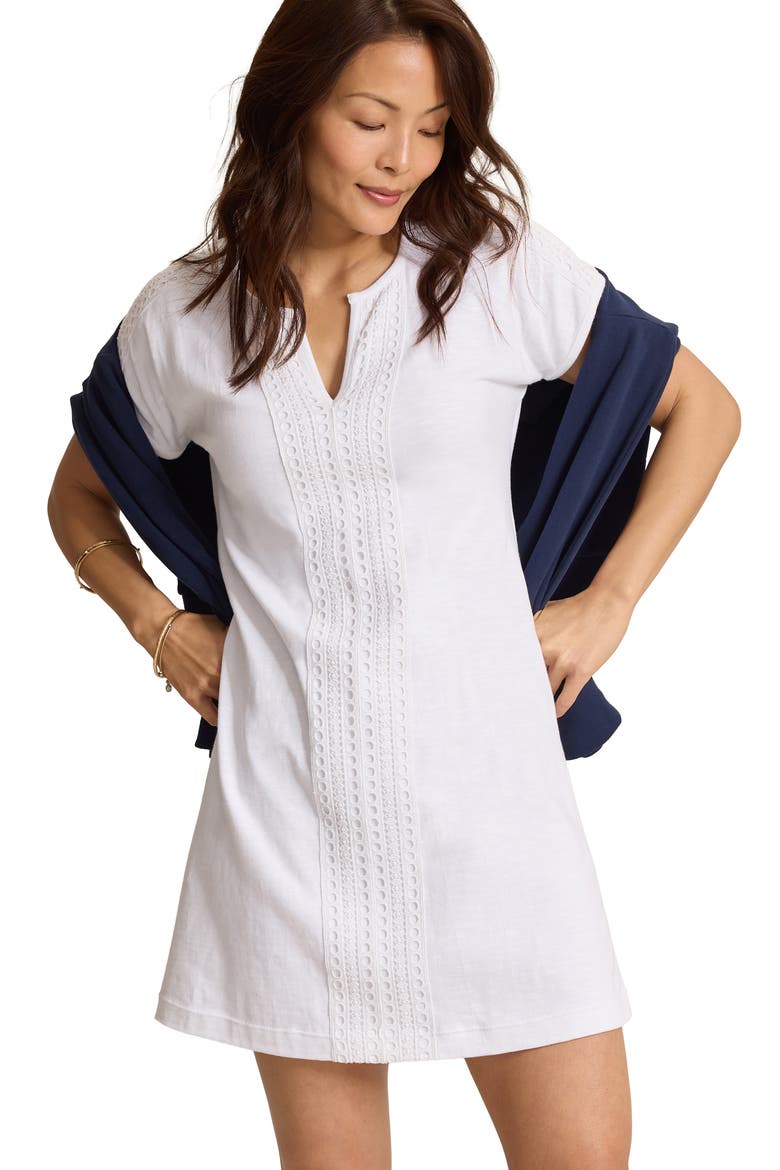Sunset Harbor Eyelet Trim Dress, Alternate, color, WHITE